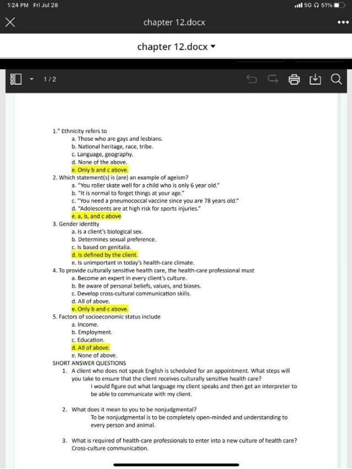 Ethnicity, Gender Identity, and Culturally Sensitive Healthcare - Chapter 12