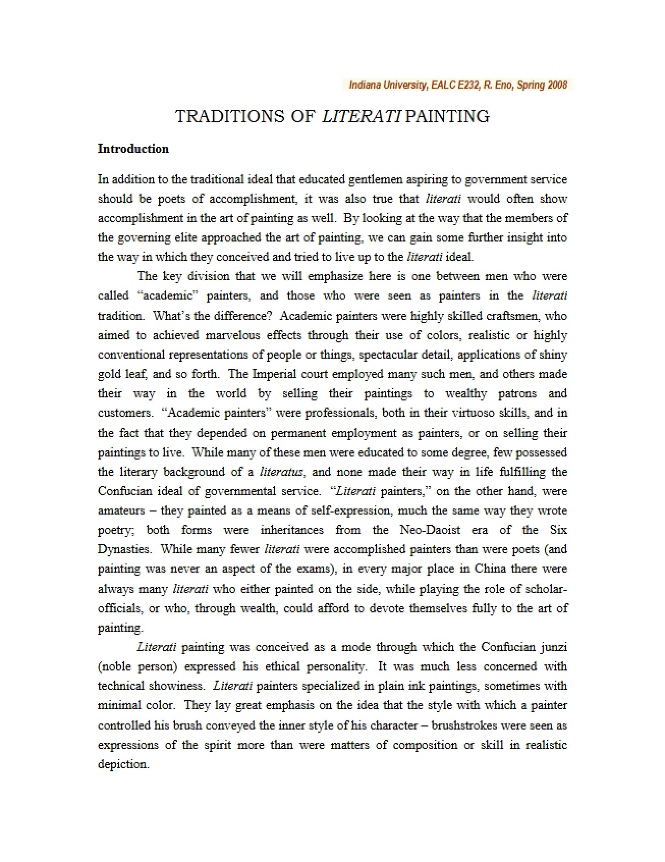 Literati Painting Traditions