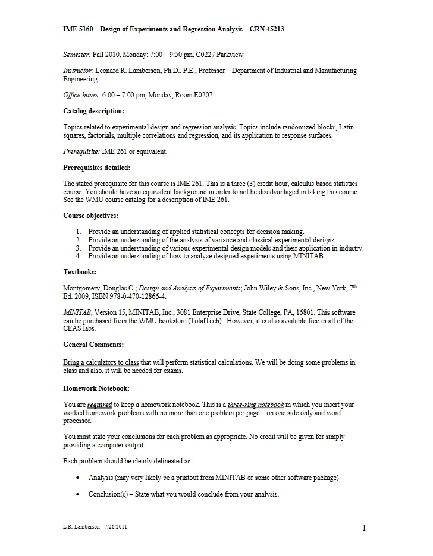 Class Syllabus