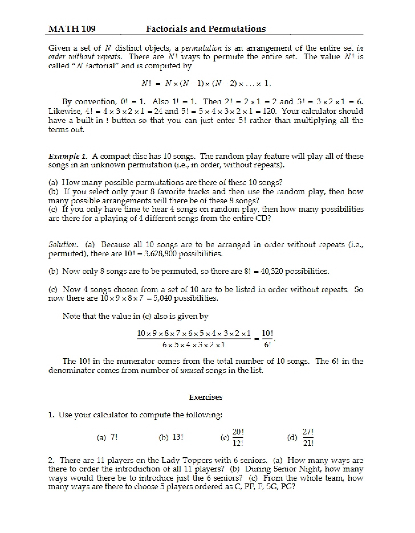 Permutations and Factorials