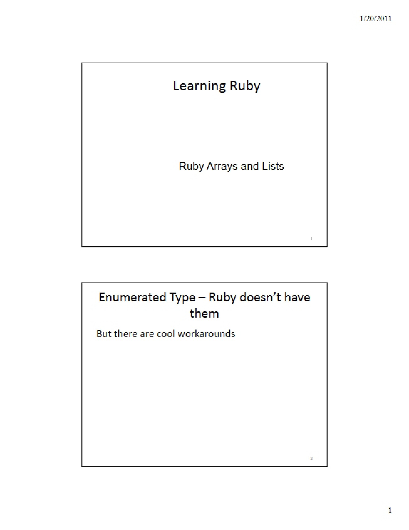 Lists and Arrays in Ruby