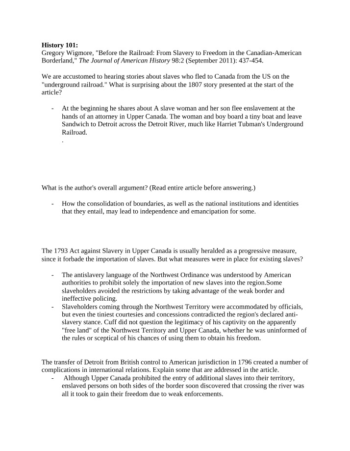 Wigmore Worksheet for Hist 101