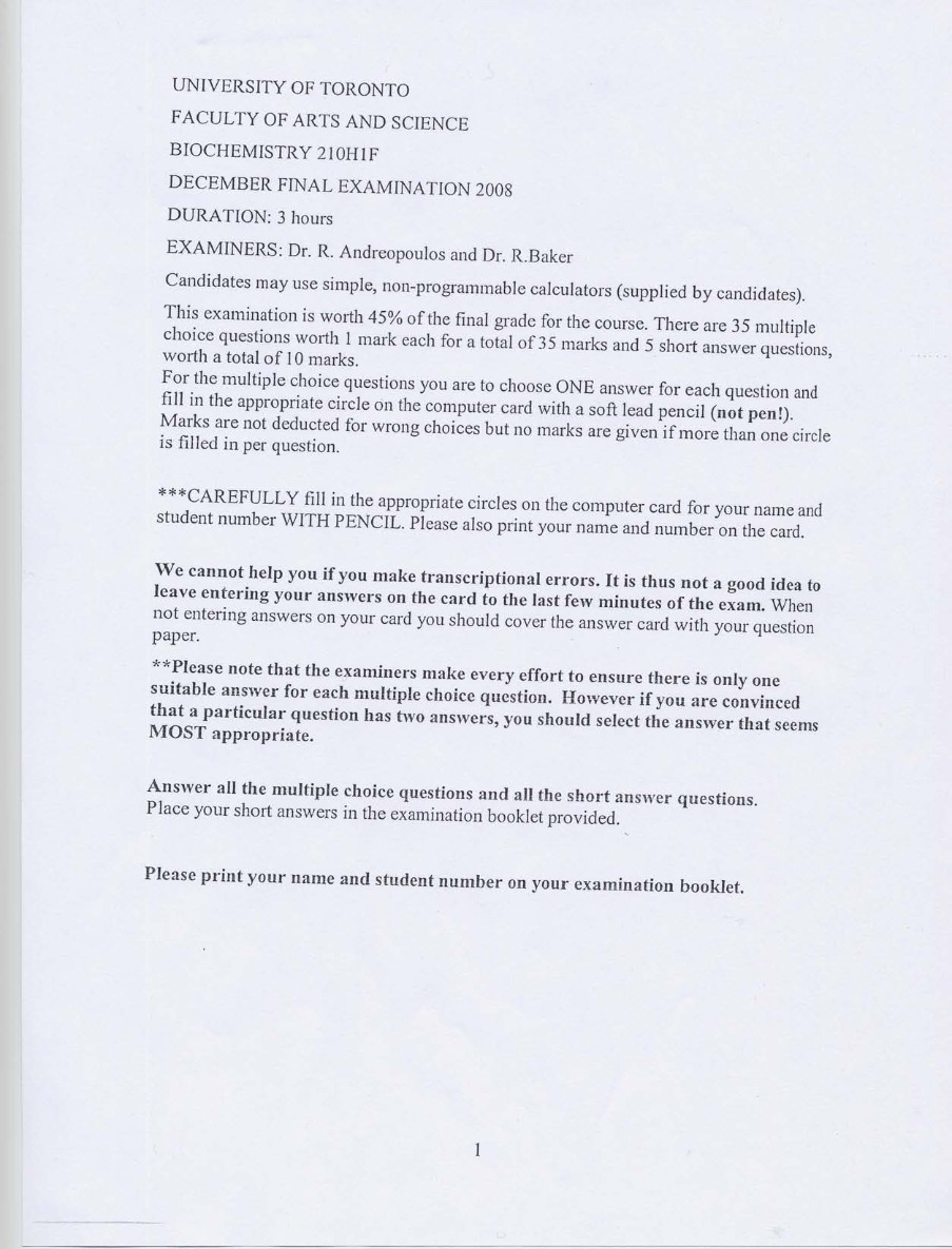 BCH210H1 - Course Material