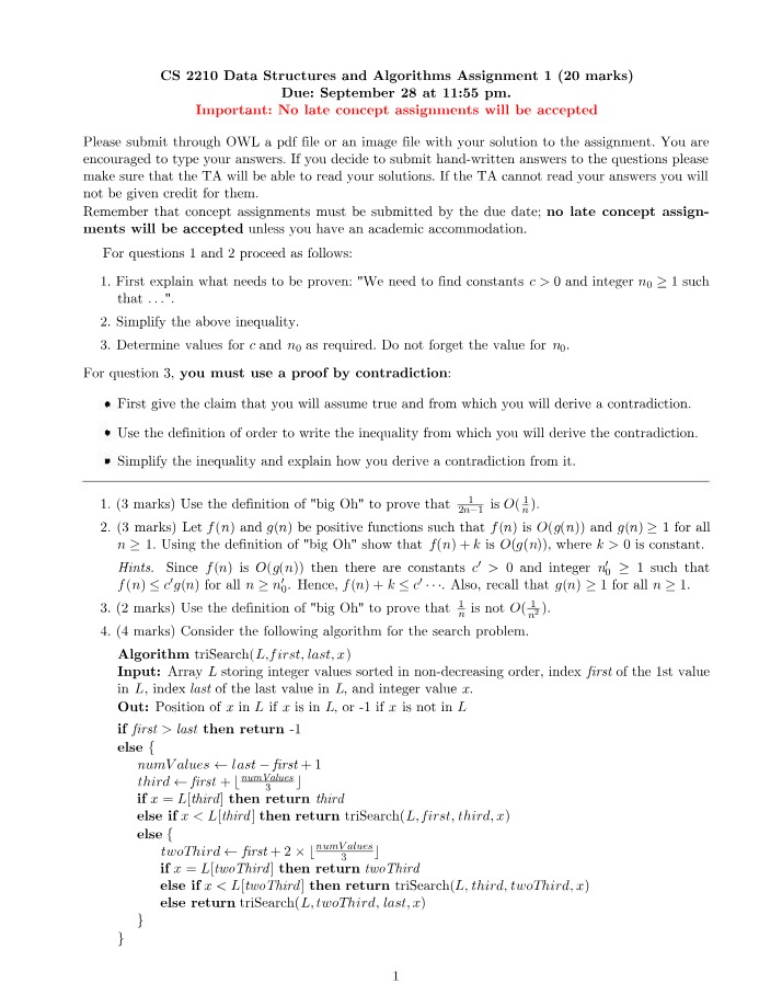Proving Big Oh Notation and Algorithm Termination Study Guide