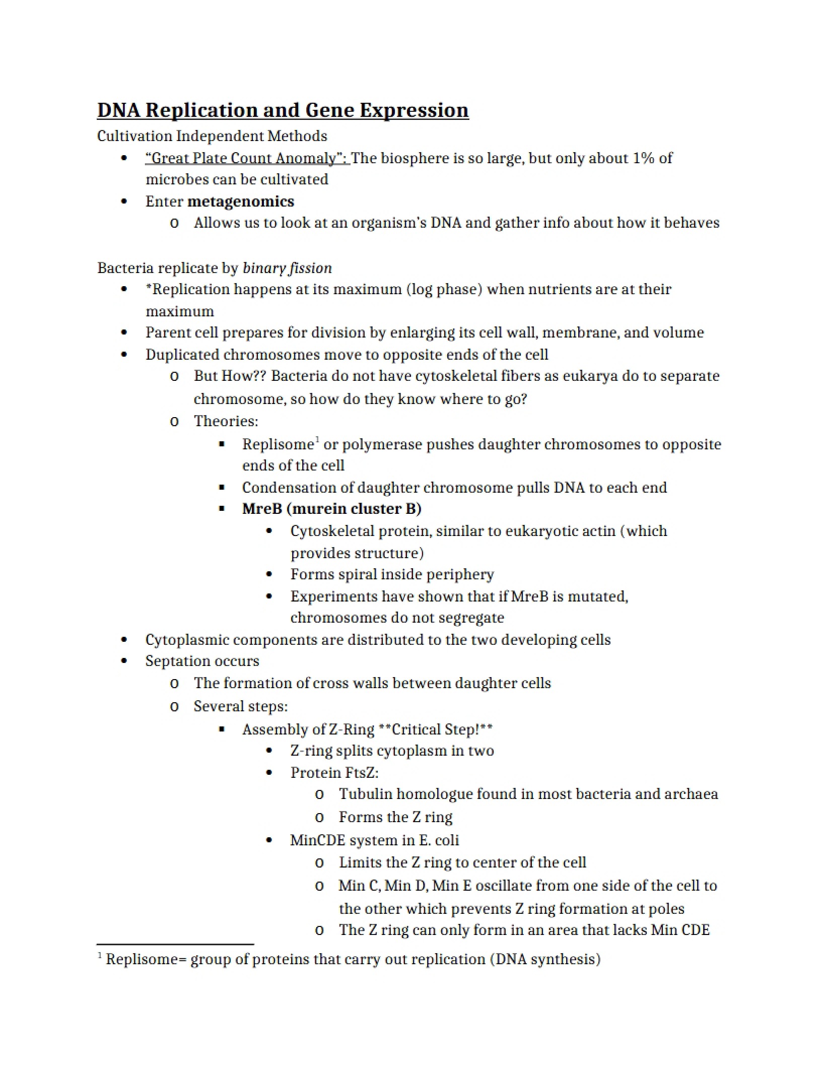 Gene Expression and DNA Replication