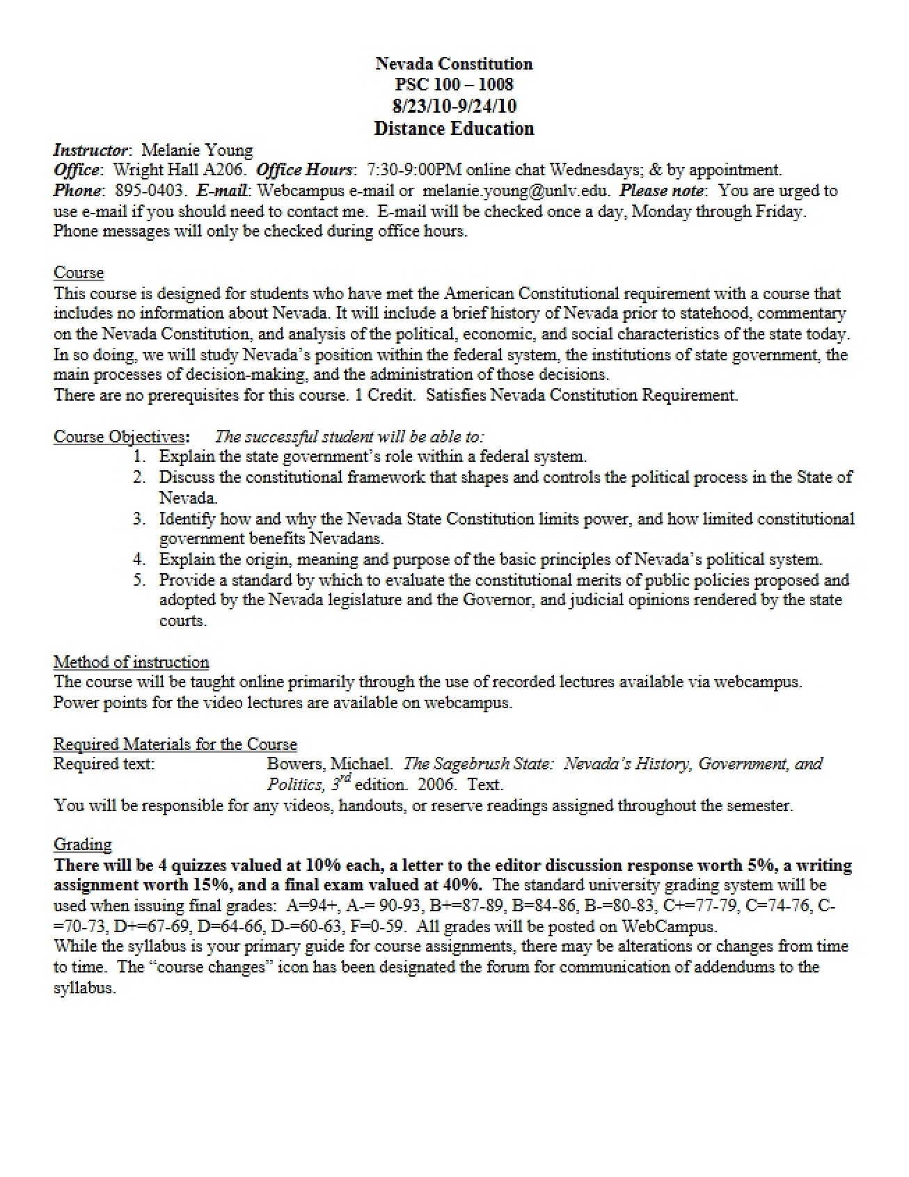 Class Syllabus