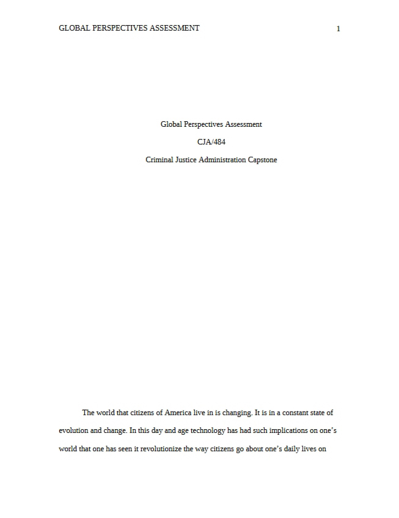 Assessing Global Perspectives