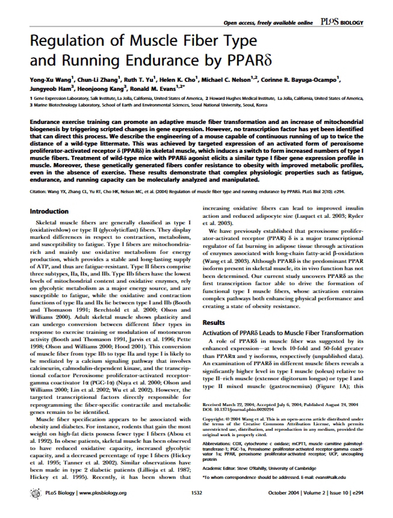 Regulation of Muscle Fiber Type