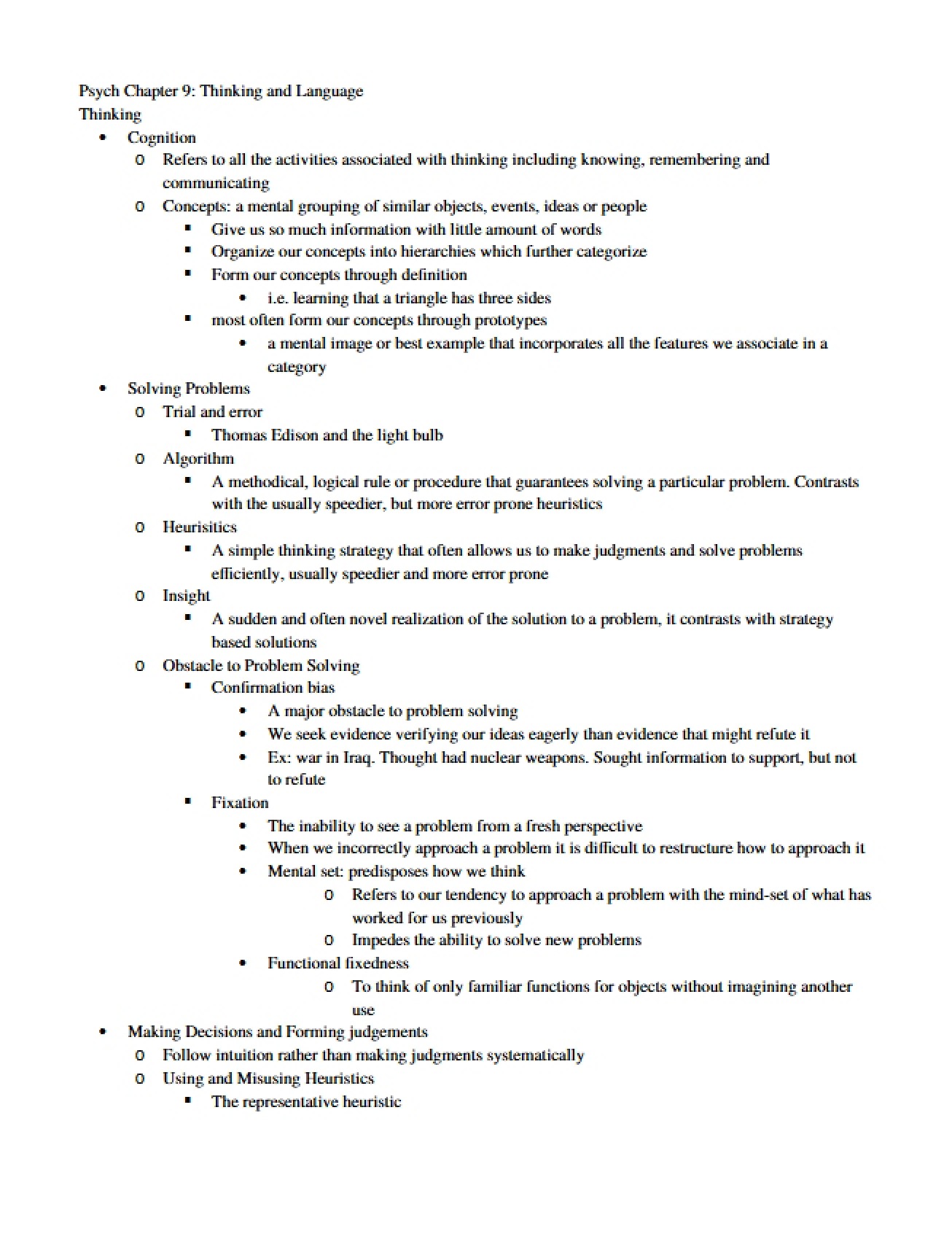 Thinking and Language Chapter 9