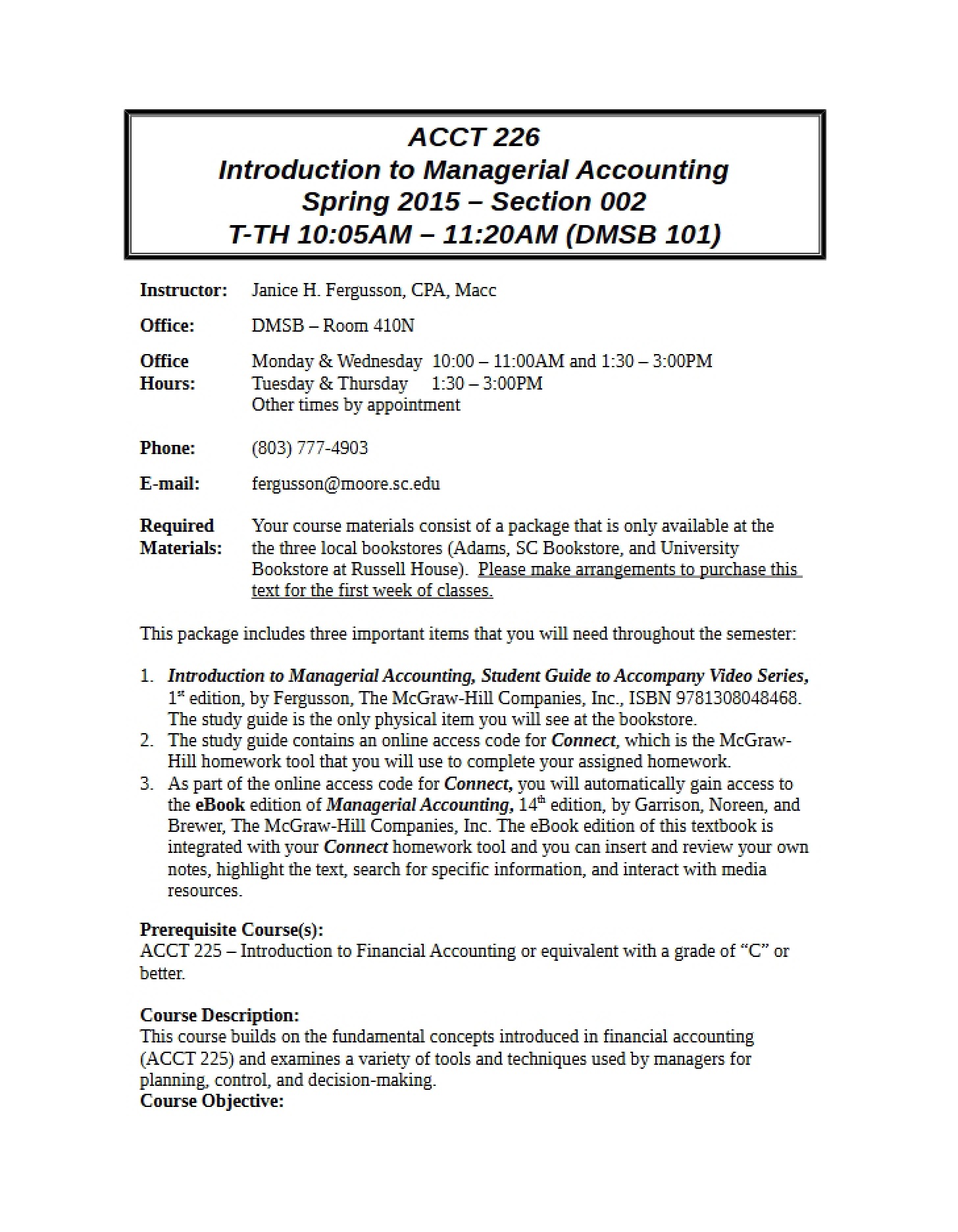 Spring 2015 Syllabus for ACCT226