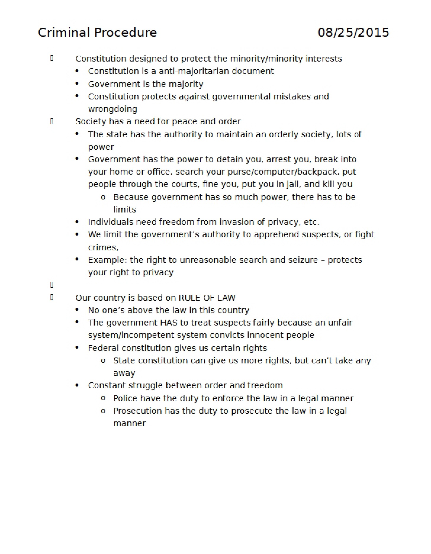 Notes for Test One