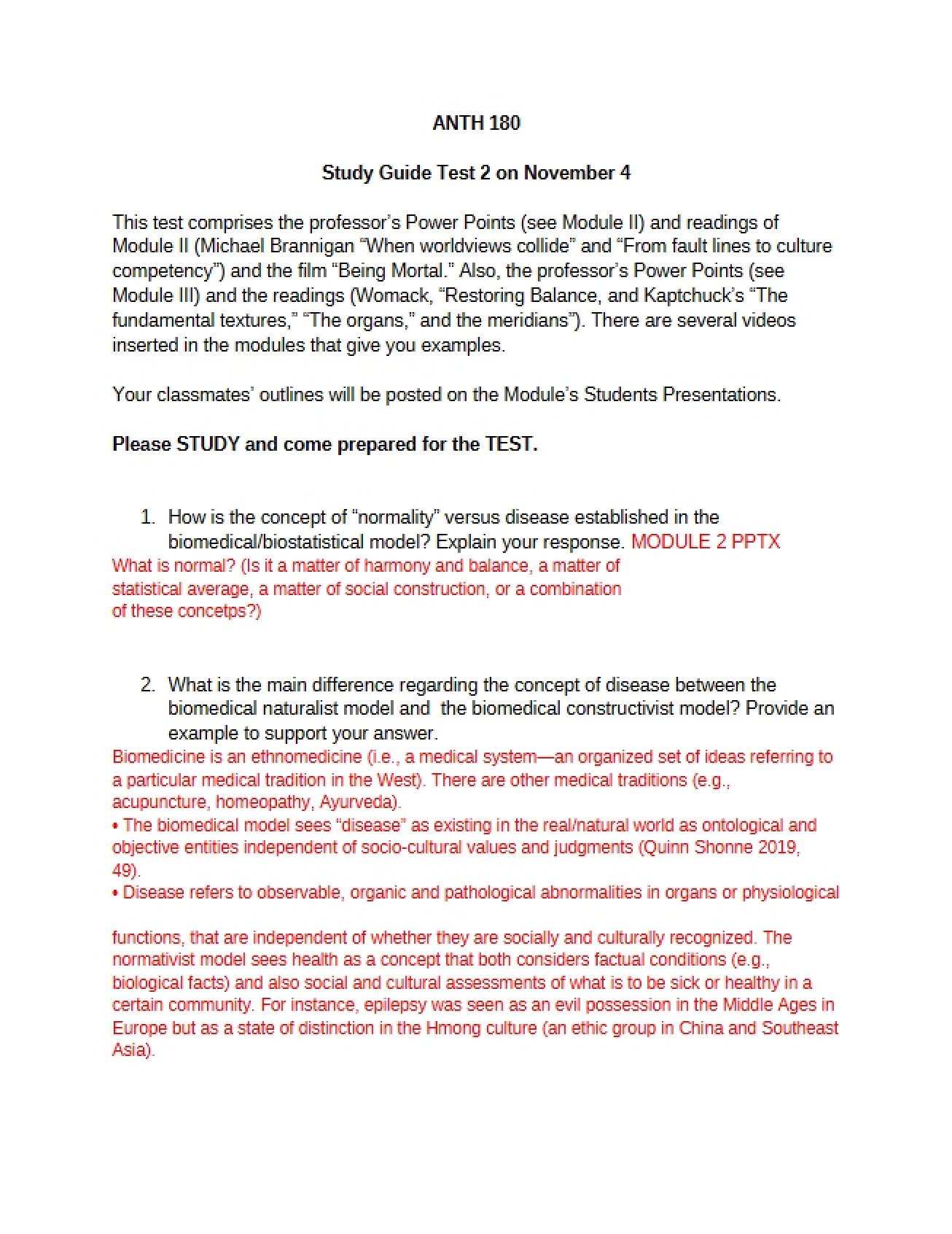 Test 2 Study Guide ANTH 180