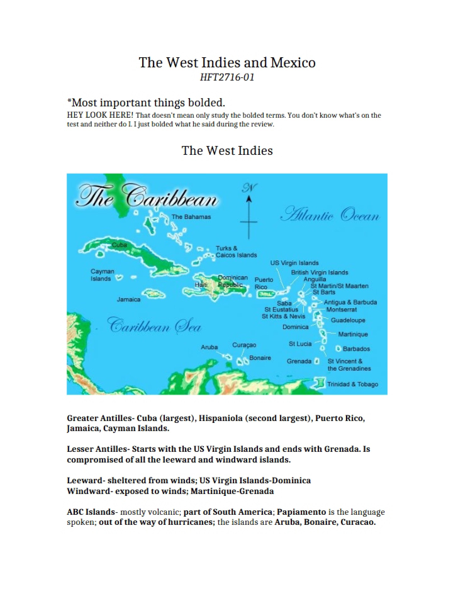 Mexican and West Indian Regional Study