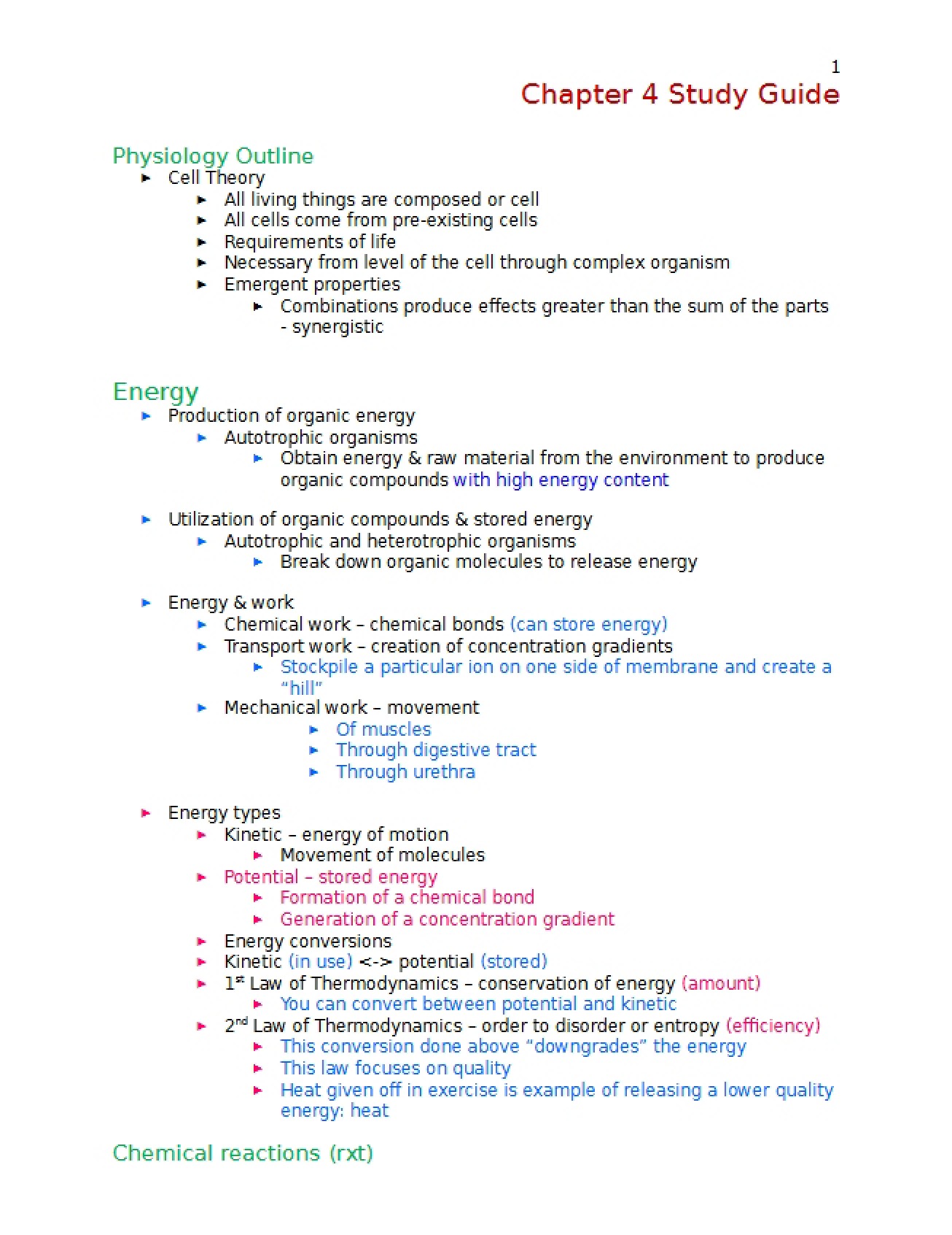 Chapter Four Study Guide