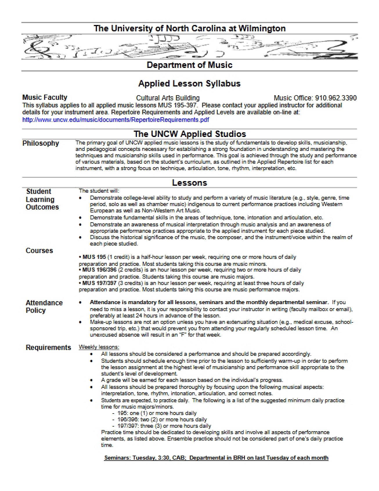 Applied Music Lesson Syllabus