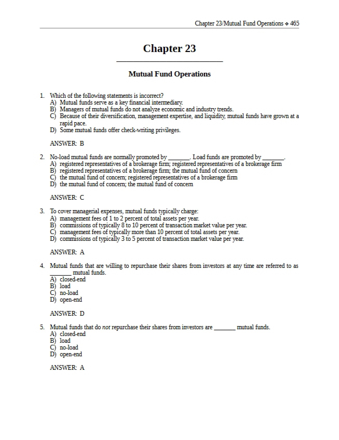 Study Guide for Finance Chapter 23