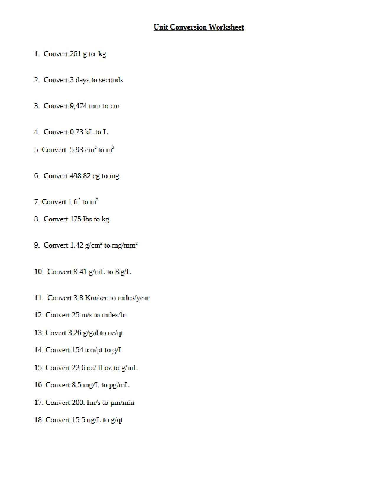 Conversion of Units