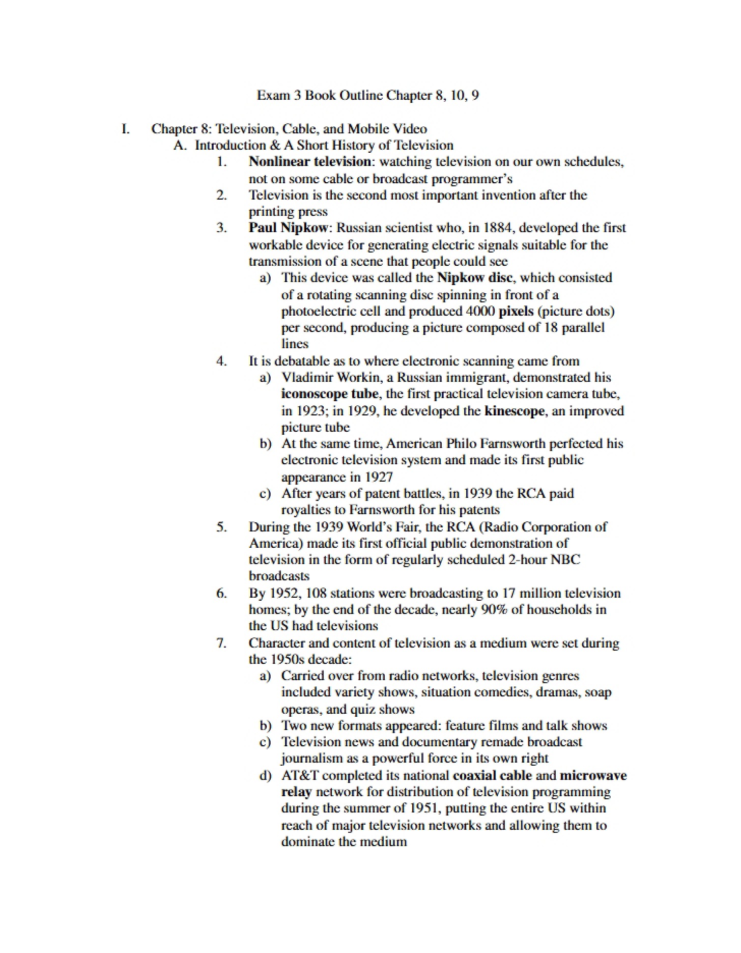 Book Outline for Exam 3