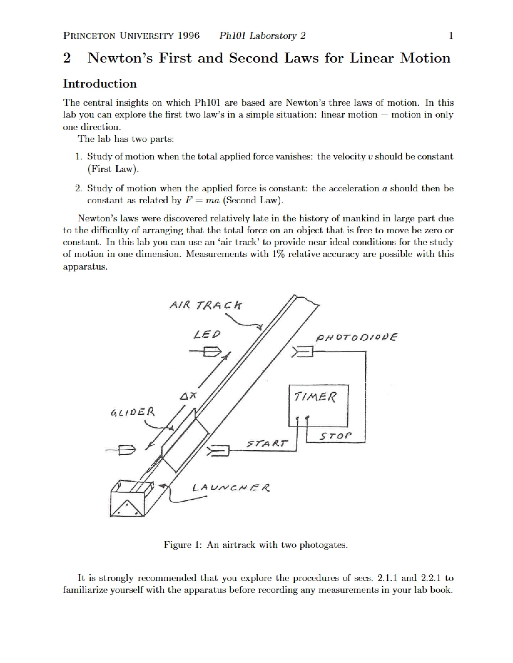 Linear Motion Newton's First and Second Laws