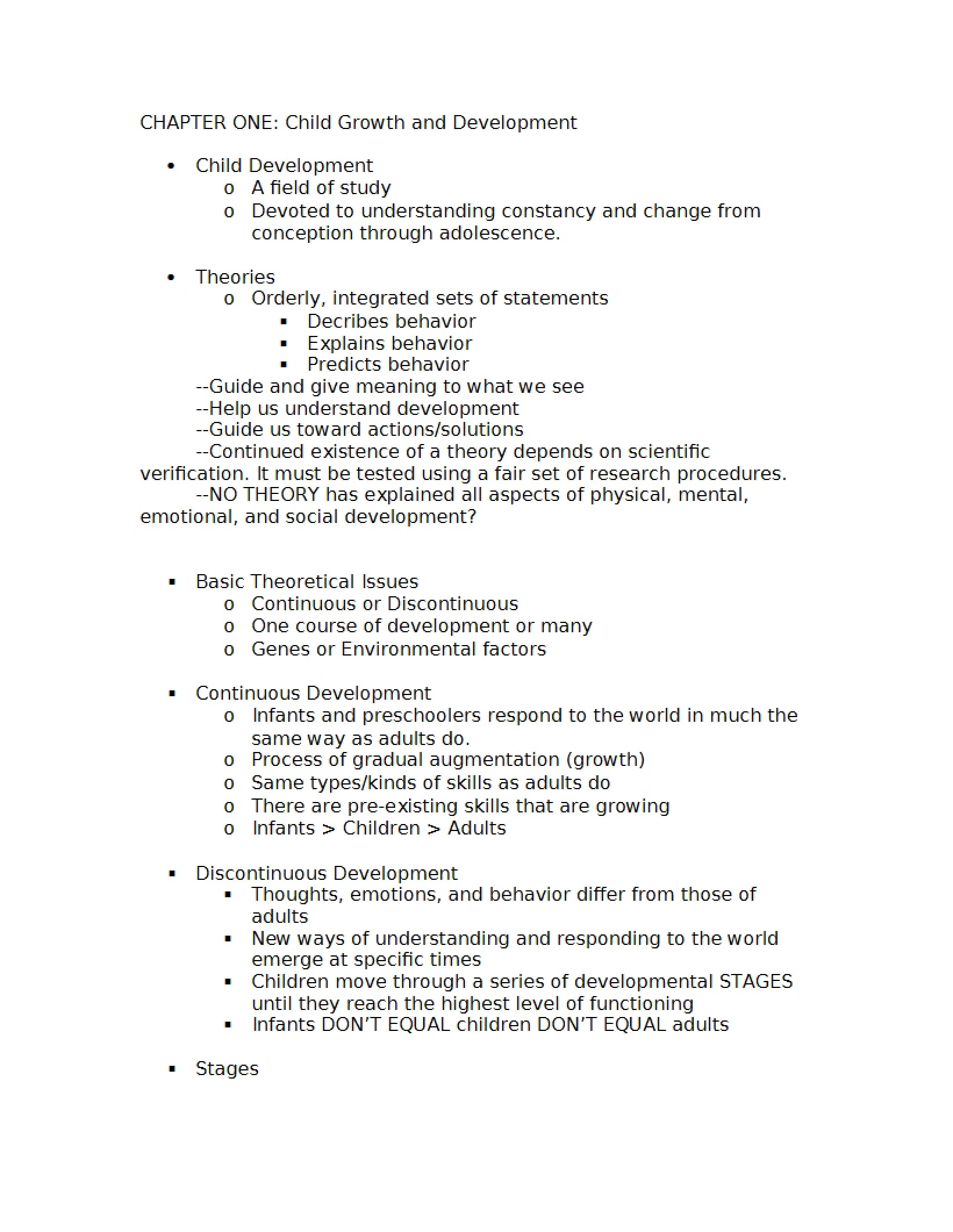 First Chapter Notes