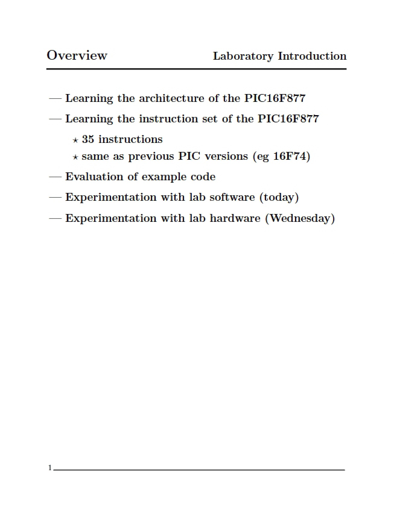 PIC16F877 Laboratory