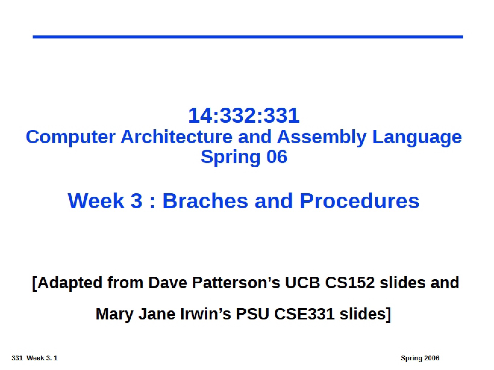 Procedures and Branches