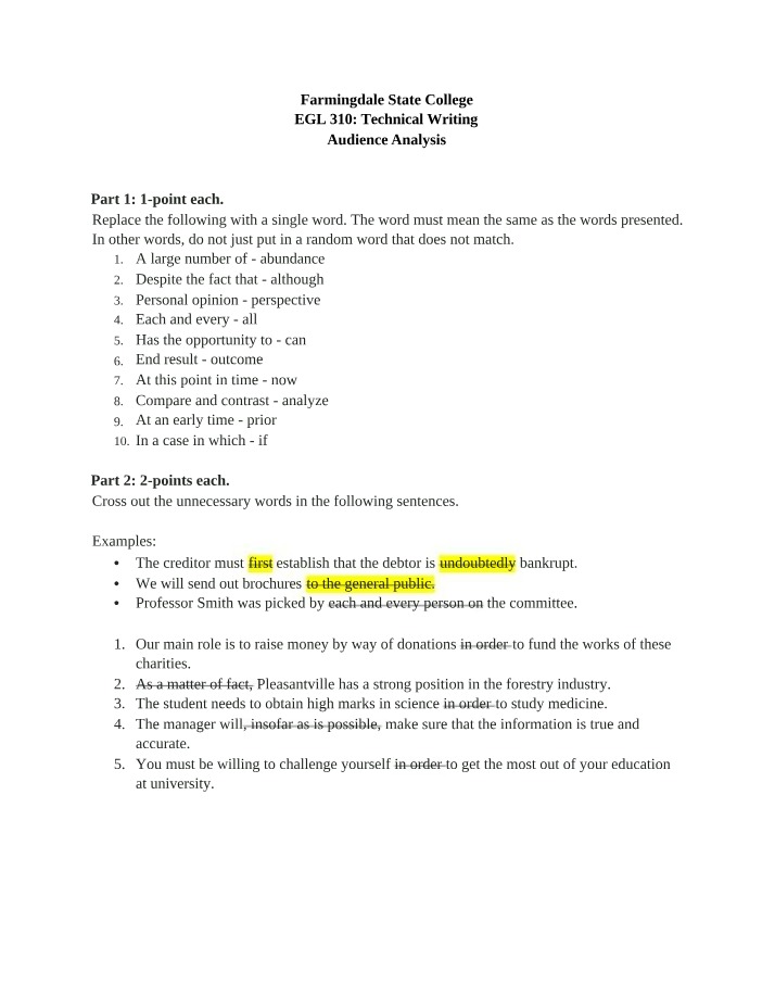 Exercises for Audience Analysis