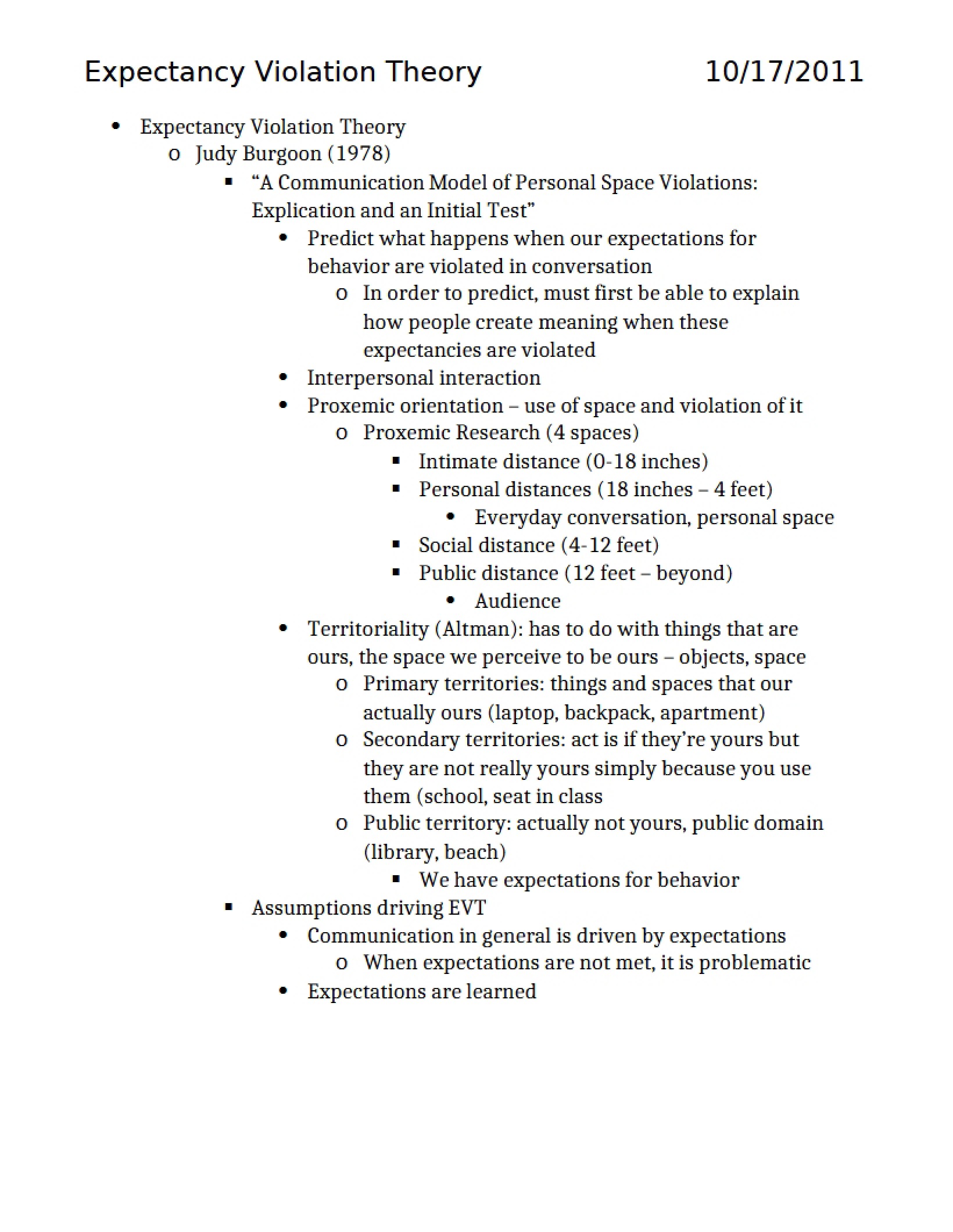 Theory of Expectancy Violation