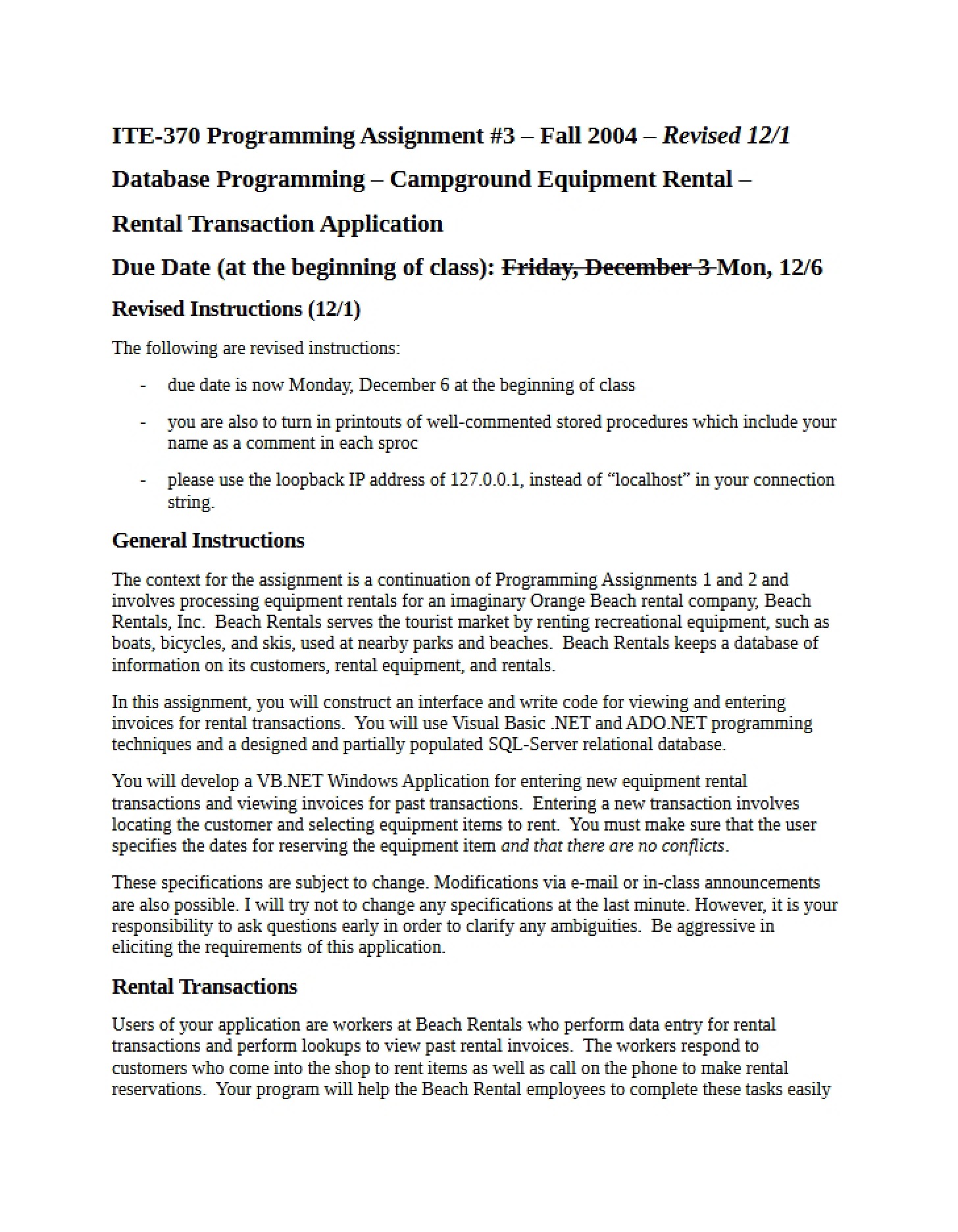 Programming Assignment Three