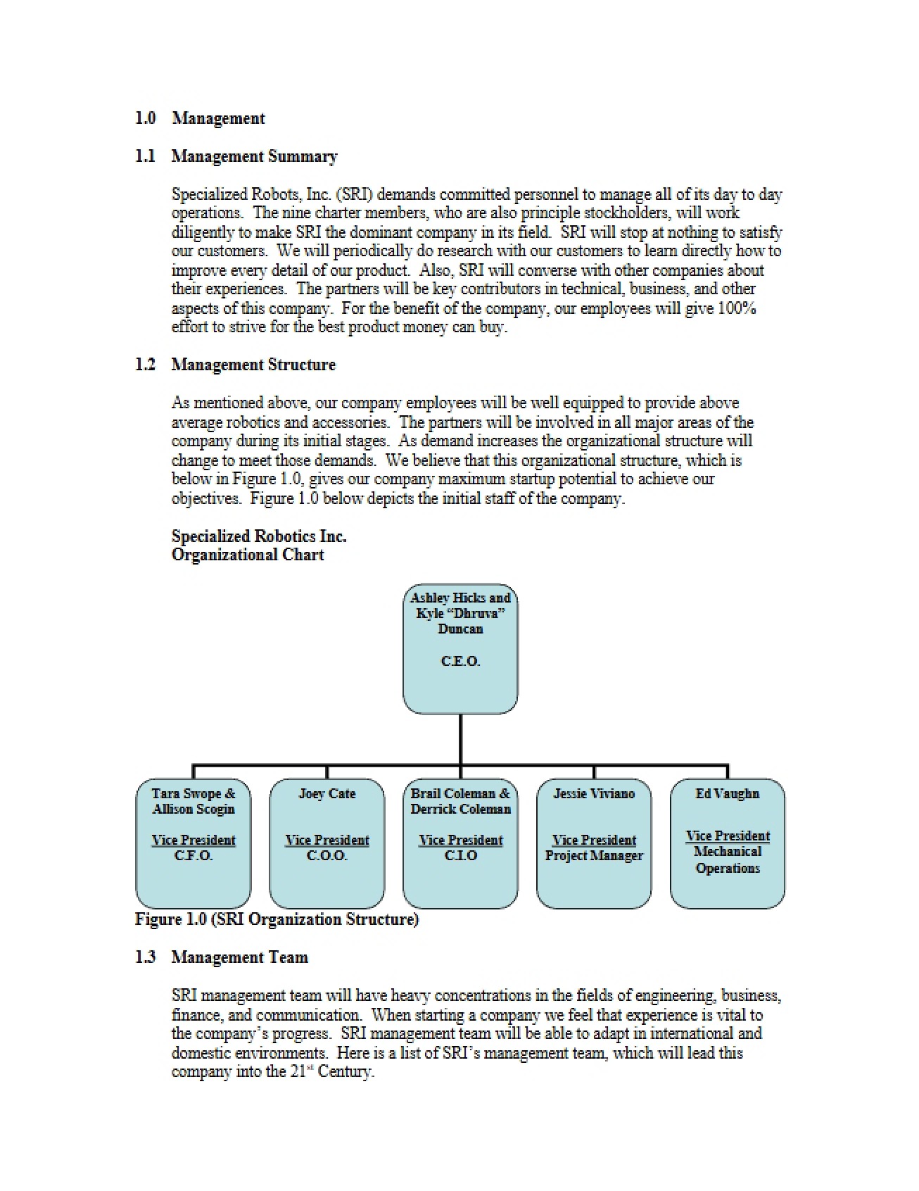 Plan for Business - Senior Design II