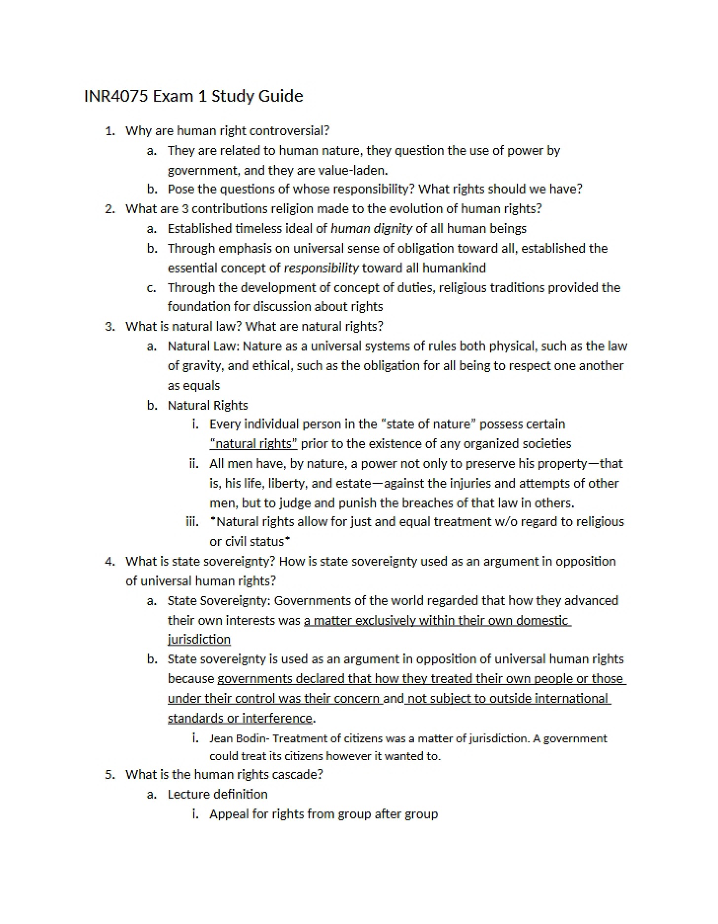 Review Manual for Examination One