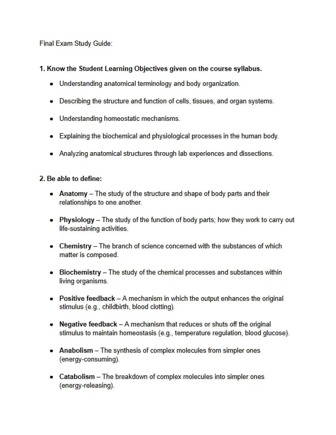 Guide for Final Examination