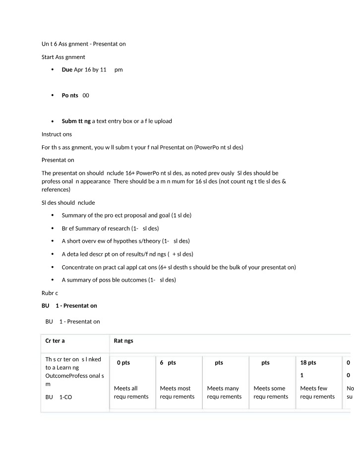 BU491 Assignment - Presentation