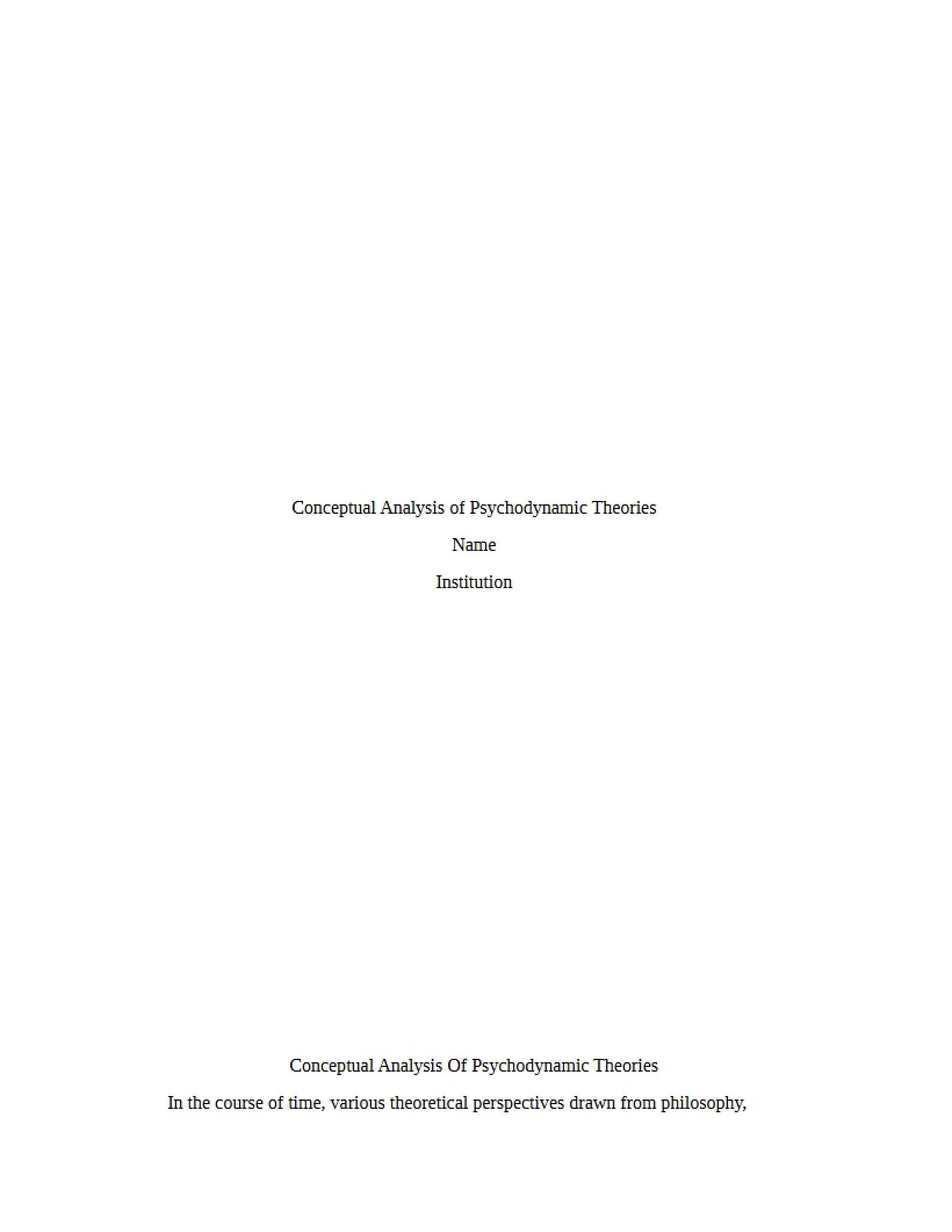 Analysis of a Specific Theoretical Construct