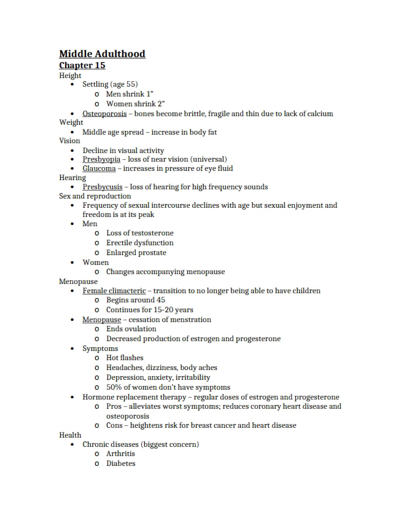Middle Adulthood Chapter 15
