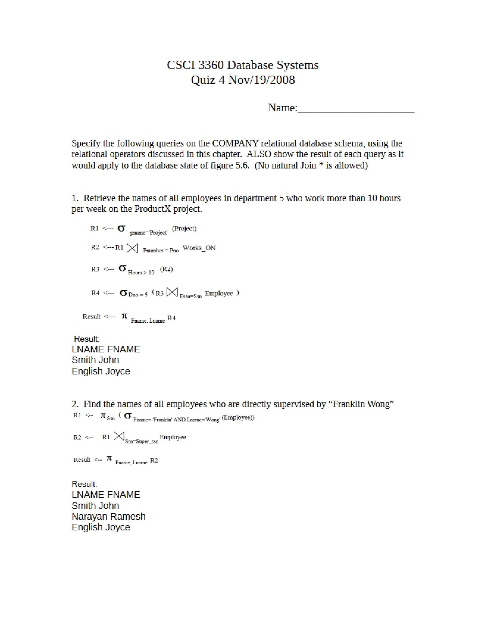 Quiz 4 Databases
