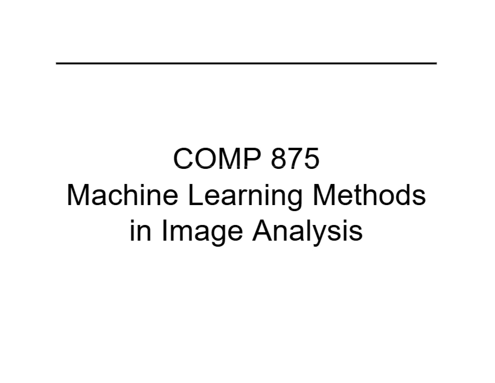 Introduction to Machine Learning in Image Analysis