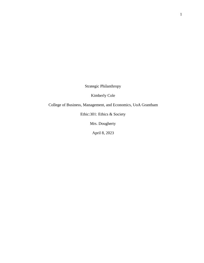 Strategic Philanthropy - Week 5