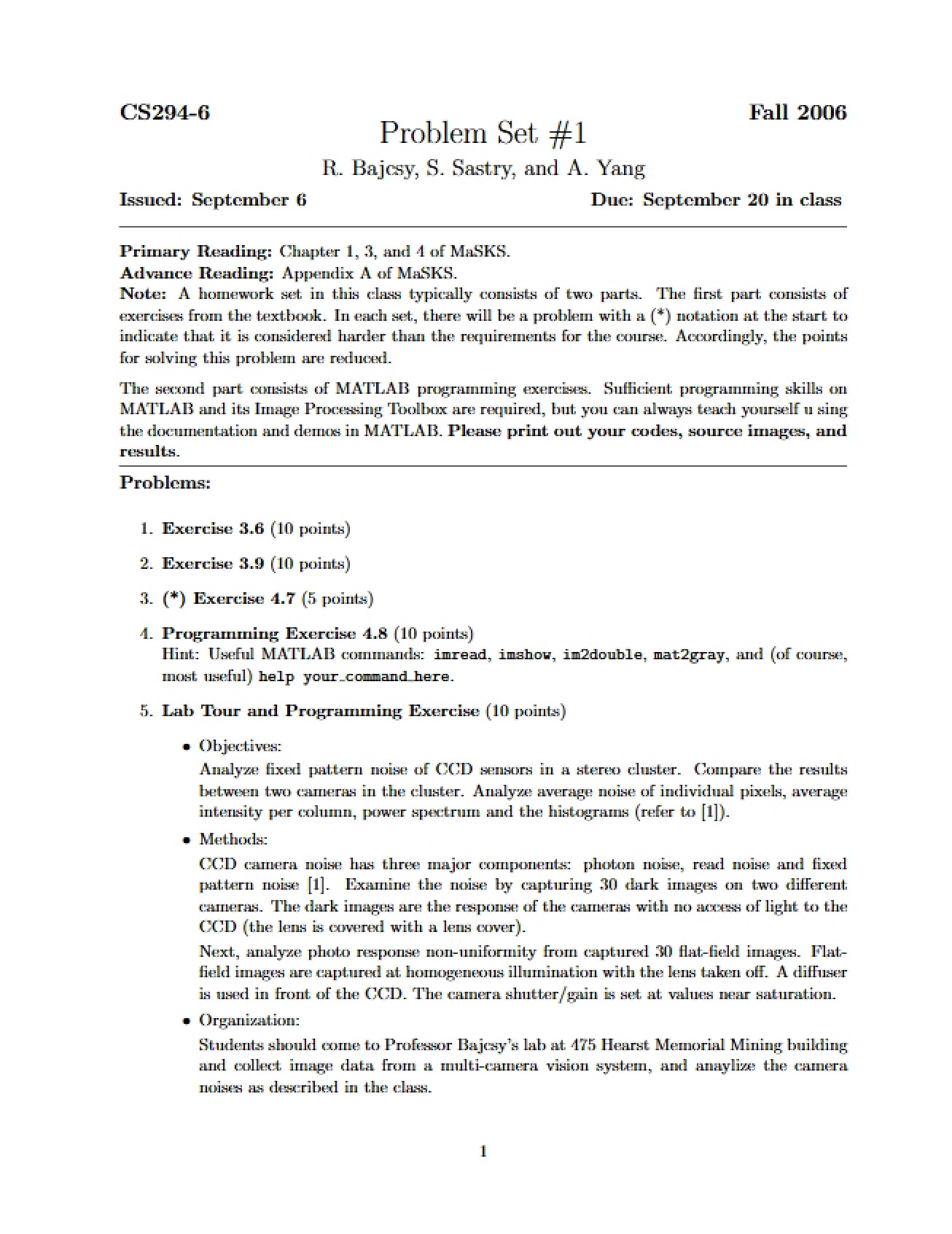 Problem Set for Homework