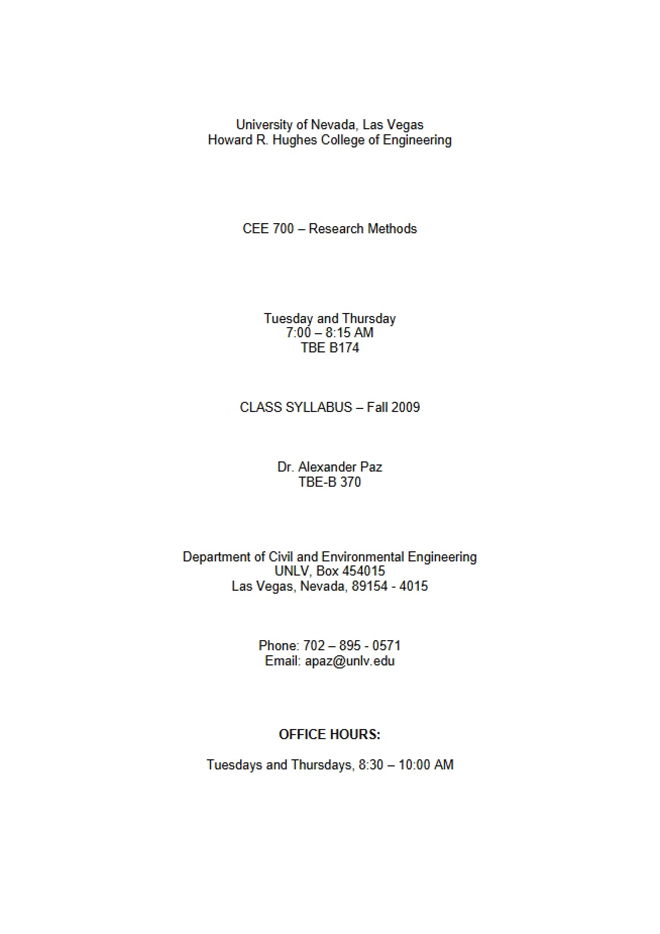 Research Methods Syllabus