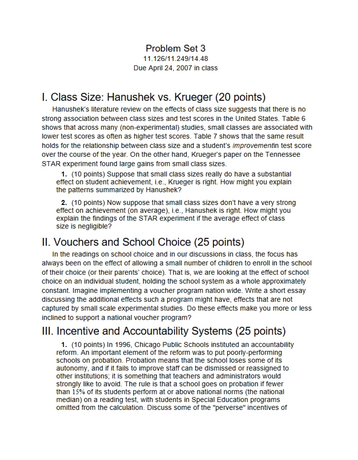 Third Problem Set