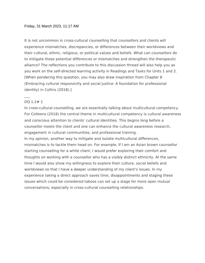 Collectivist Influences in Counselling