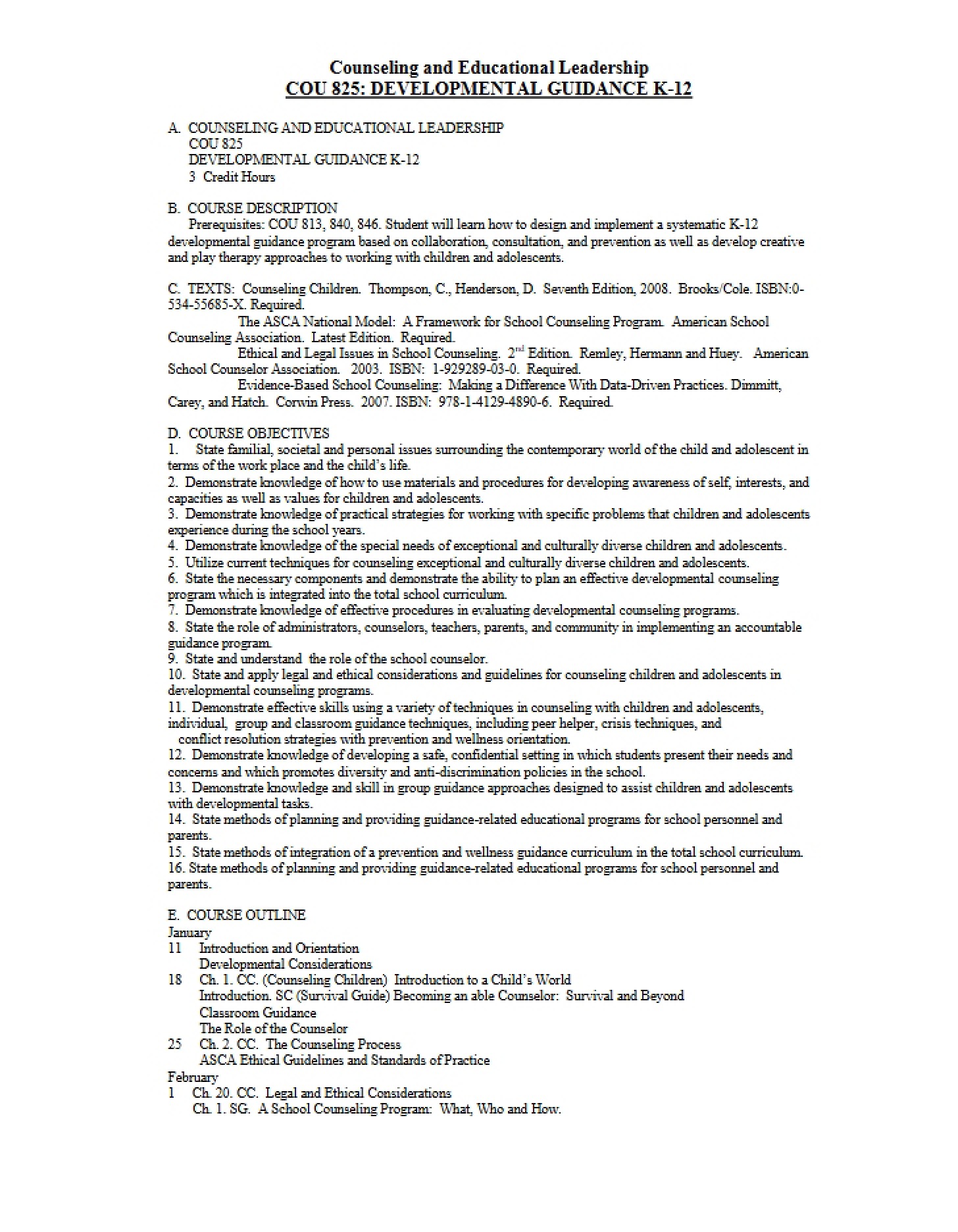 Course Plan COU 825