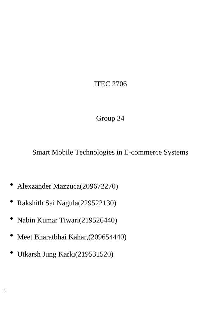 Advancements in Smart Mobile Technologies for E-commerce Systems
