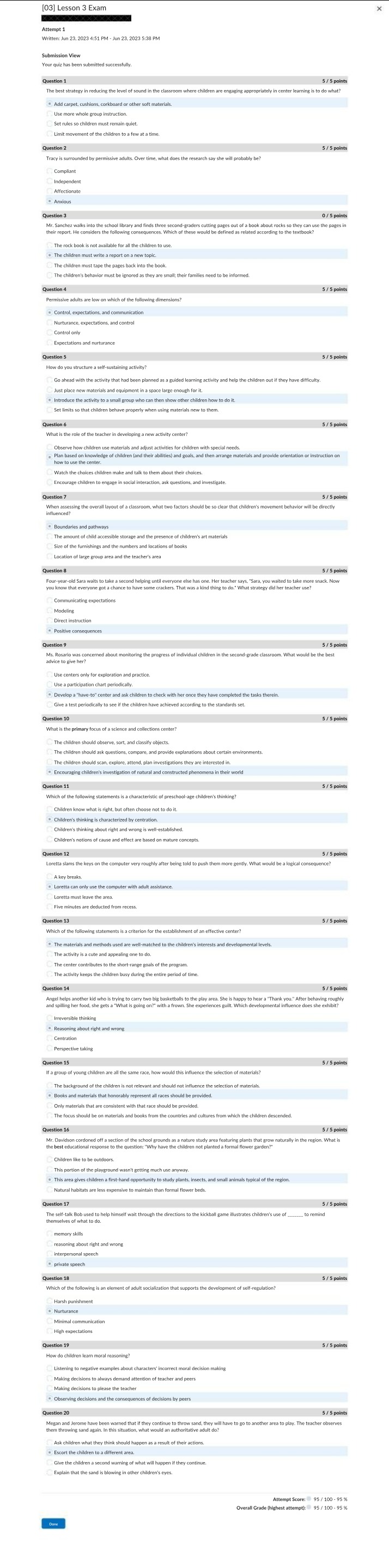 Curriculum Development for Parent Organization - Lesson 3 Exam
