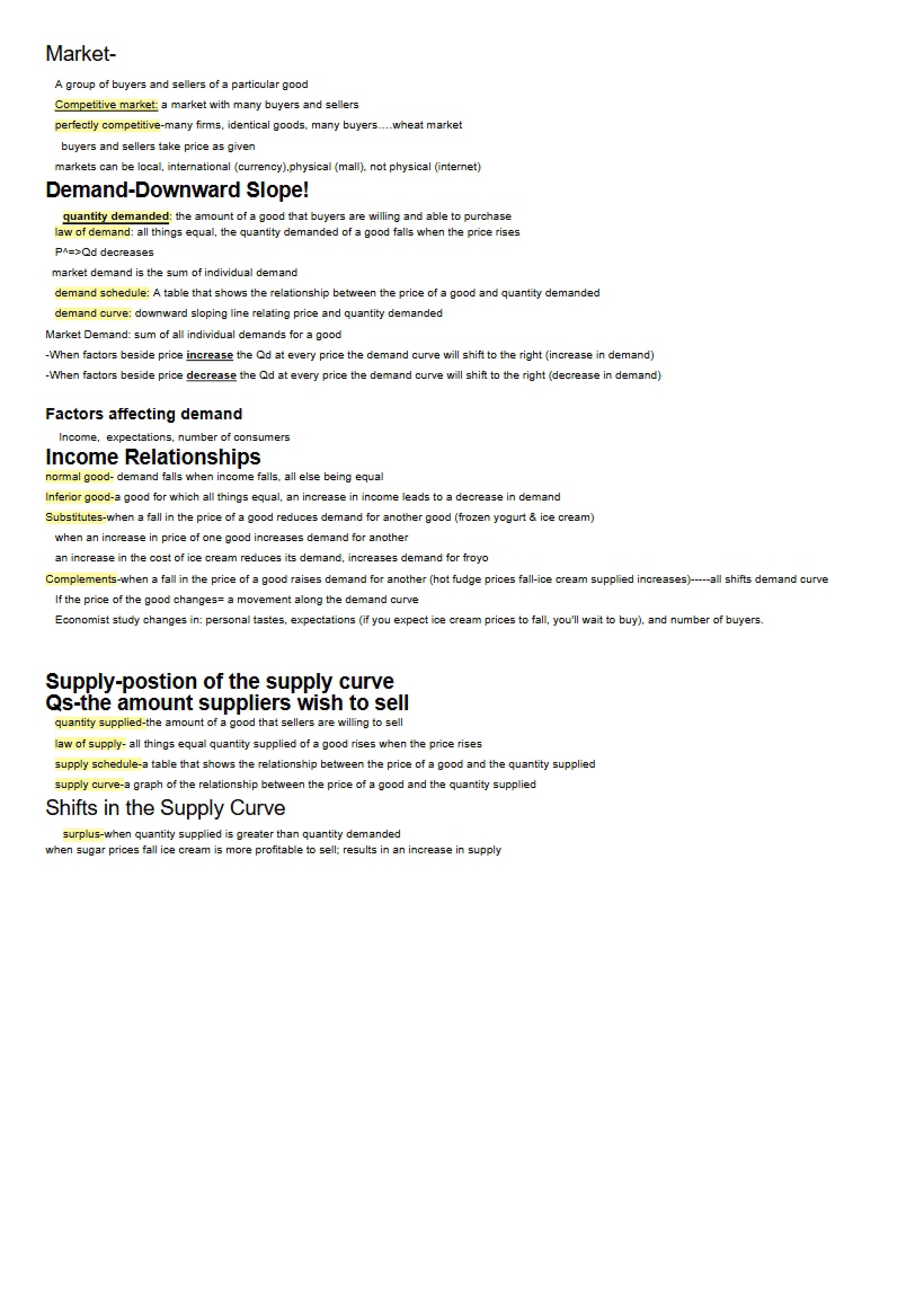 Economics Market Concepts