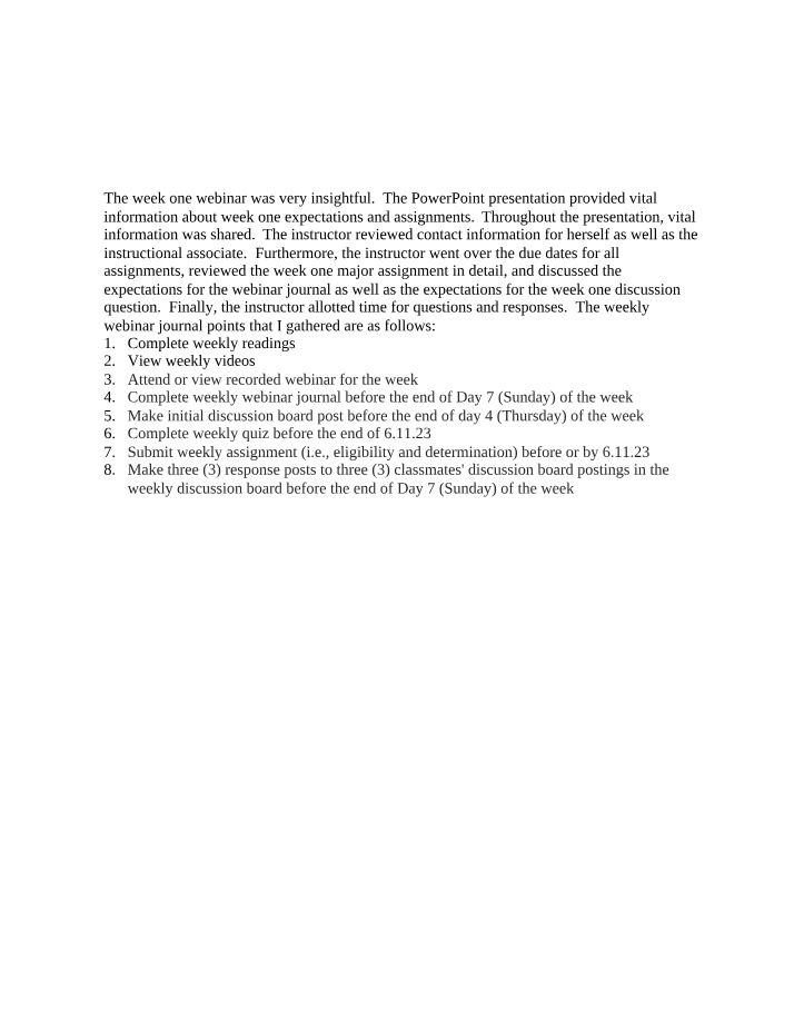 Week One Expectations and Assignments - The Ultimate Guide