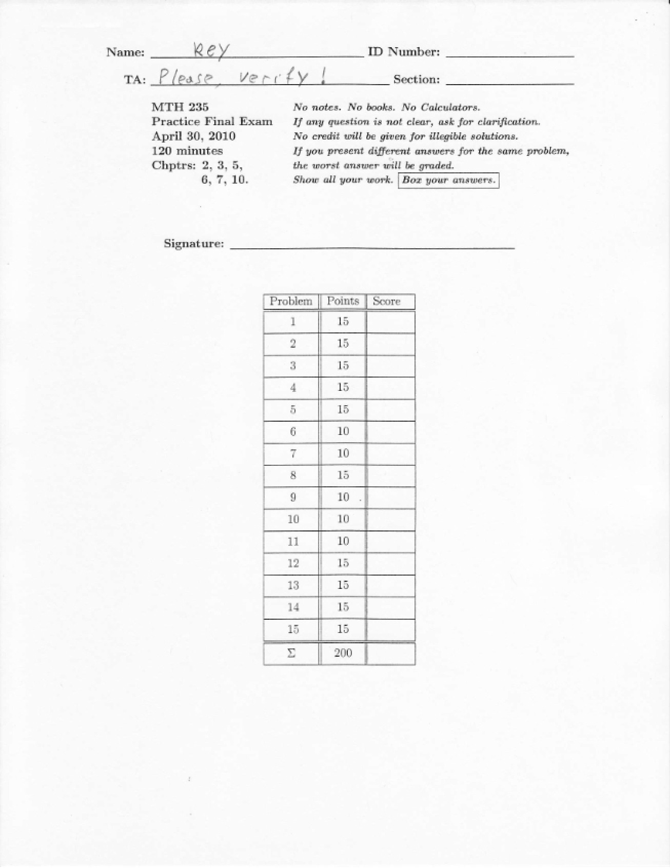 Lecture Notes for Differential Equations