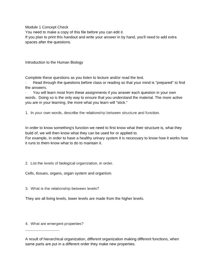 Biology Module 1 - Concept Check