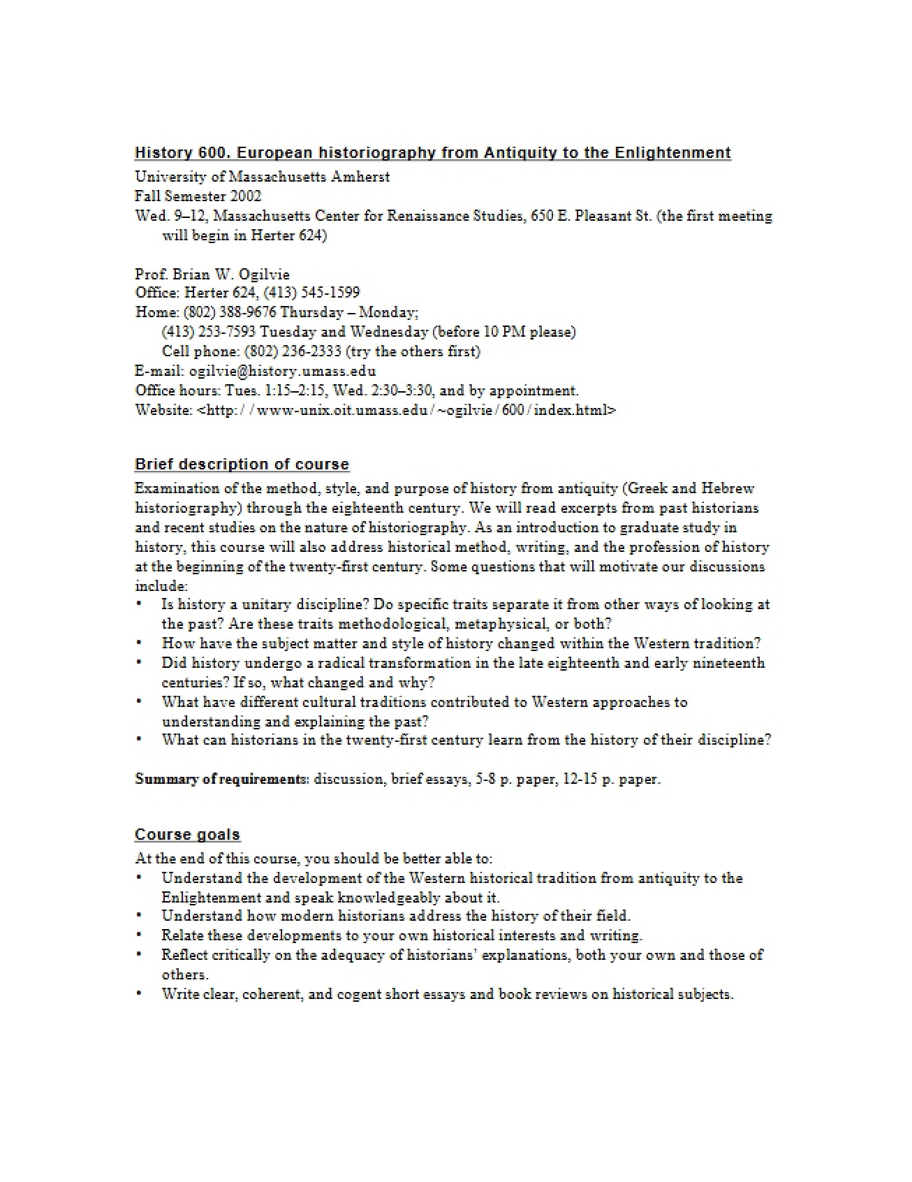 History 600 Course Syllabus
